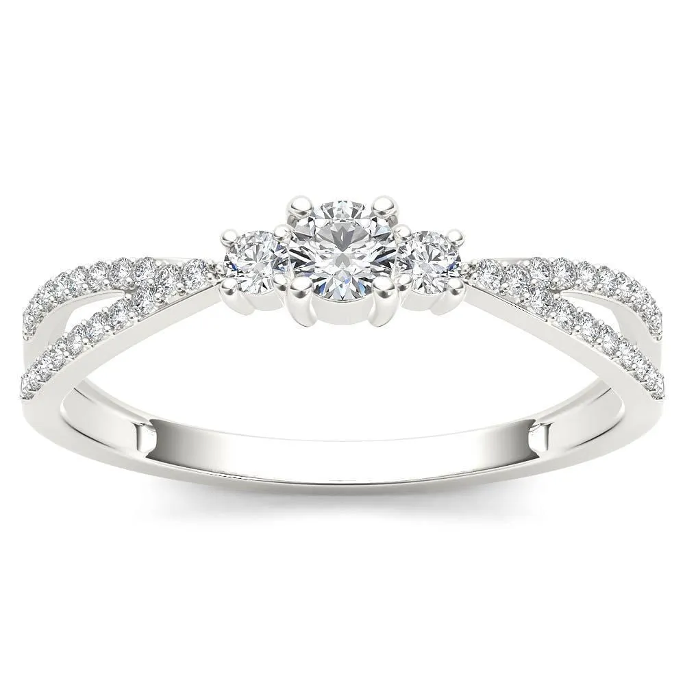 De Couer 10k White Gold 1/4ct TDW Diamond Three-Stone Anniversary Ring - White H-I - White H-I sold by Zulily
