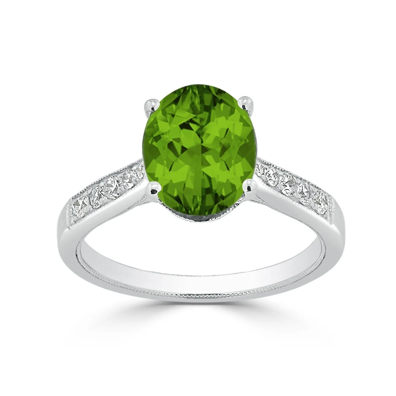 Auriya 3 1/3ct Fancy Oval Peridot and Diamond Engagement Ring 1/4ctw 14k Gold sold by Zulily product image thumbnail 3