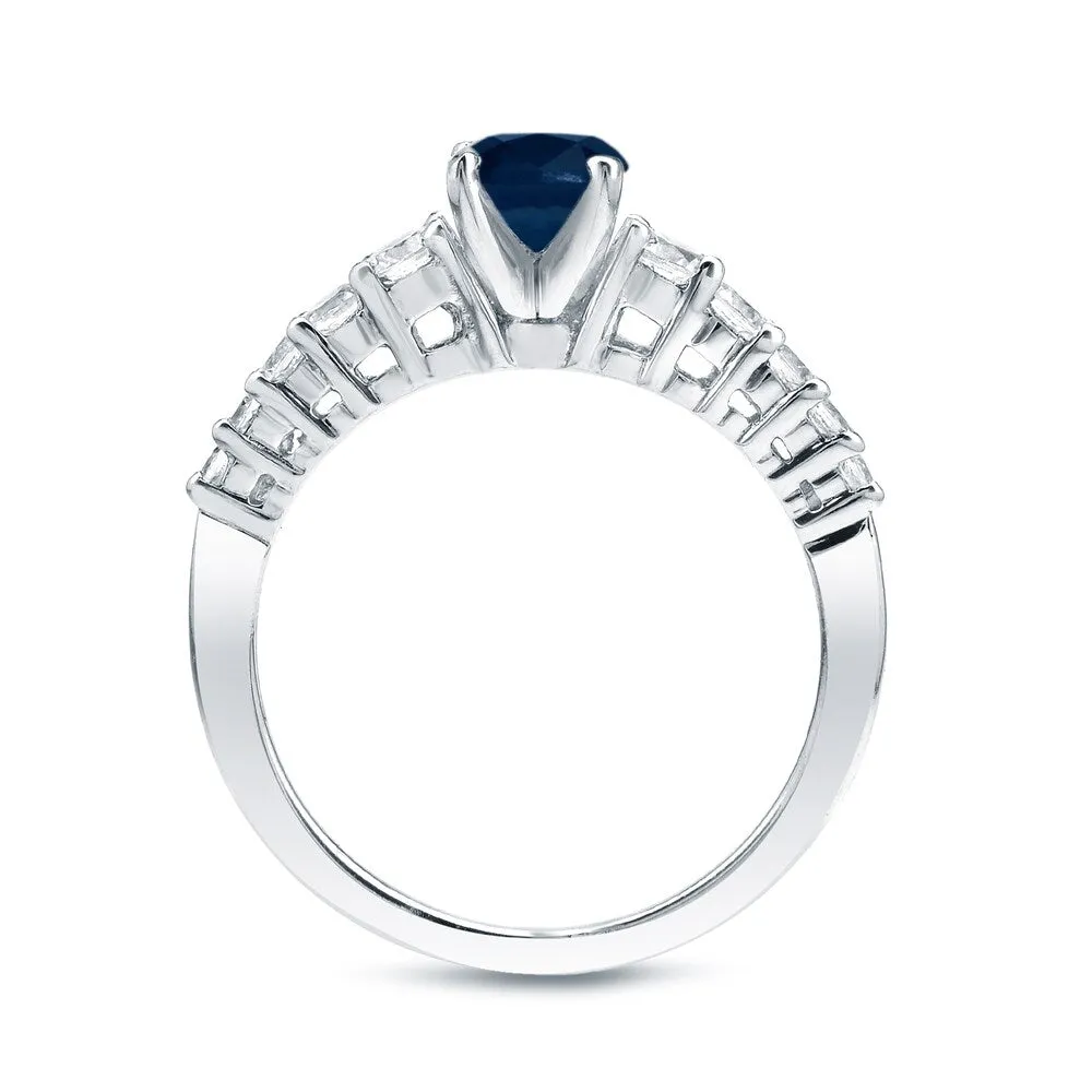 Auriya Platinum 1/2ct Blue Sapphire and Diamond Engagement Ring Set 1/2ctw sold by Zulily product image thumbnail 3