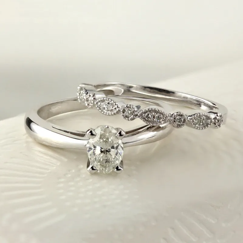 Auriya 14k Gold 1ctw Vintage Oval-cut Solitaire Diamond Engagement Ring Set sold by Zulily