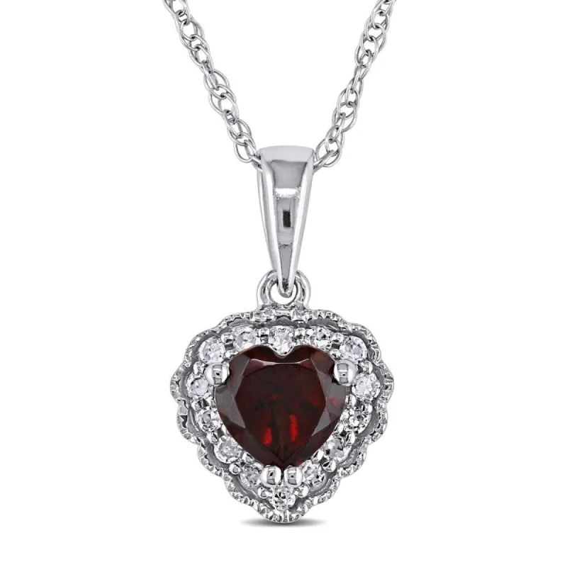 Miadora 10k Gold Garnet and Diamond Heart Necklace sold by Zulily