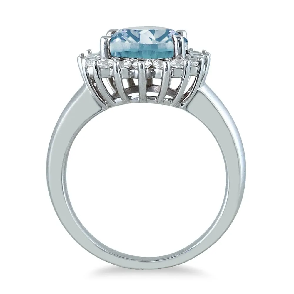 4 Carat Aquamarine and Diamond Ring in 14K White Gold sold by Zulily product image thumbnail 2