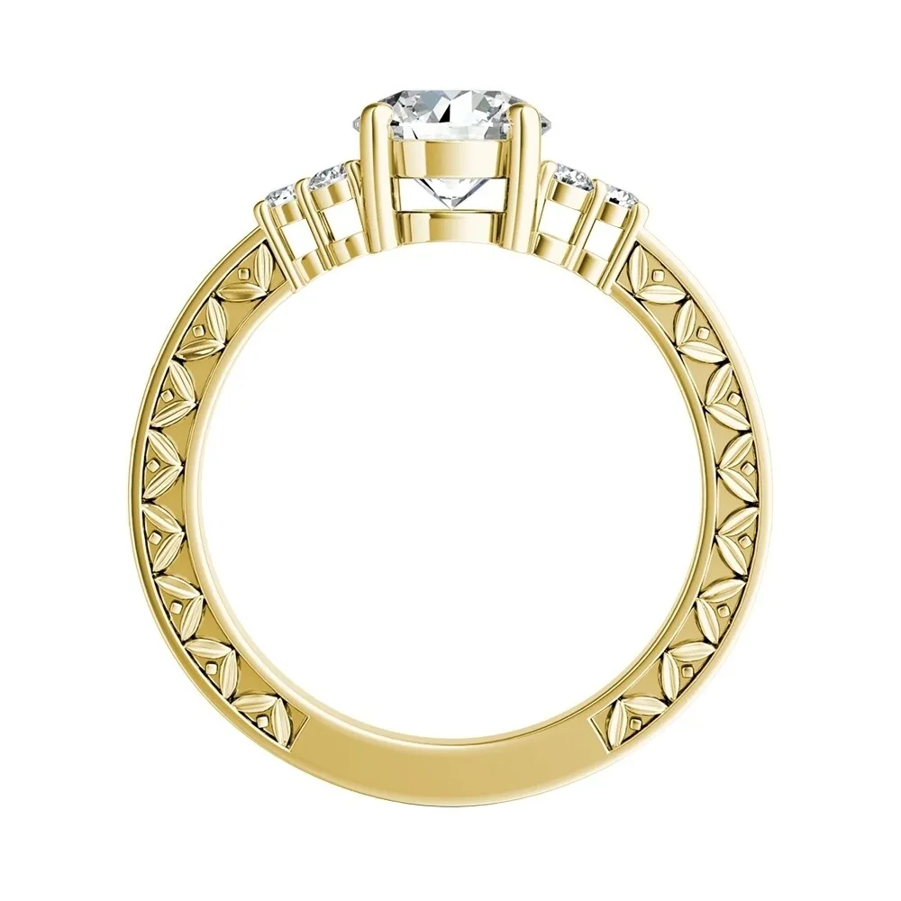 Auriya 14k Gold 1/2ct Vintage Inspired Round Moissanite and Diamond Engagement Ring sold by Zulily product image thumbnail 5