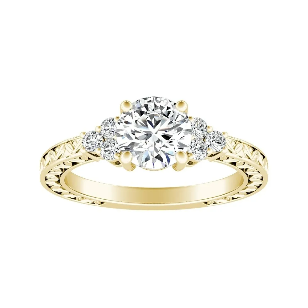 Auriya 14k Gold 1/2ct Vintage Inspired Round Moissanite and Diamond Engagement Ring sold by Zulily product image thumbnail 2