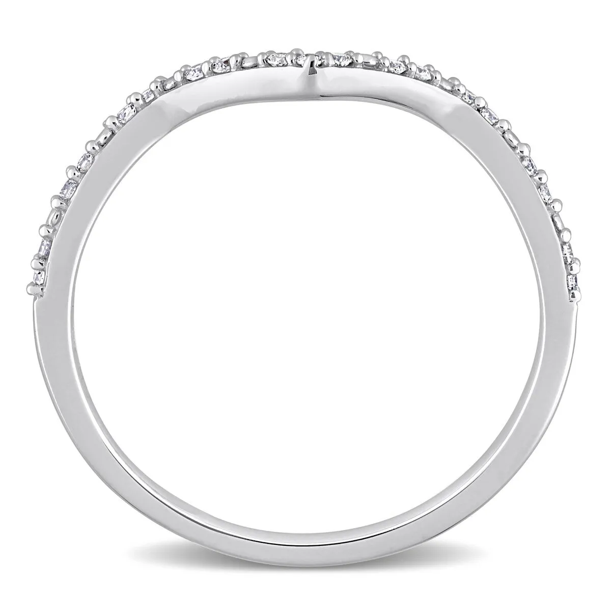 Miadora 1/10ct TDW Diamond Contour Stackable Wedding Band Ring in 14k White Gold sold by Zulily product image thumbnail 5