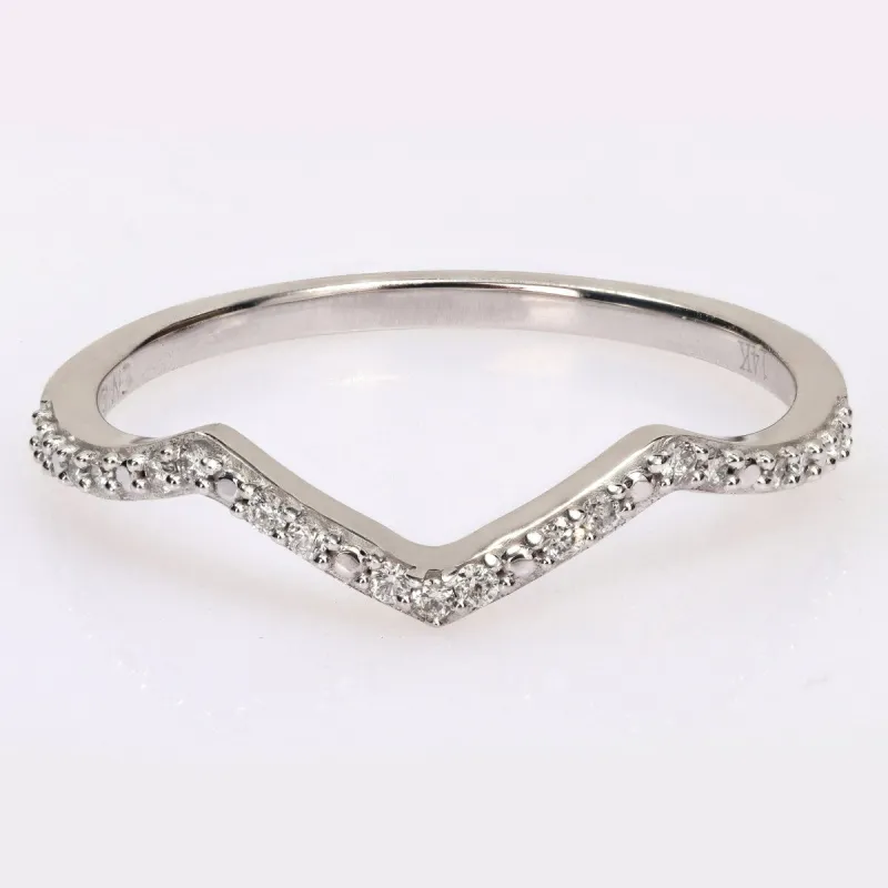 Miadora 1/10ct TDW Diamond Contour Stackable Wedding Band Ring in 14k White Gold sold by Zulily