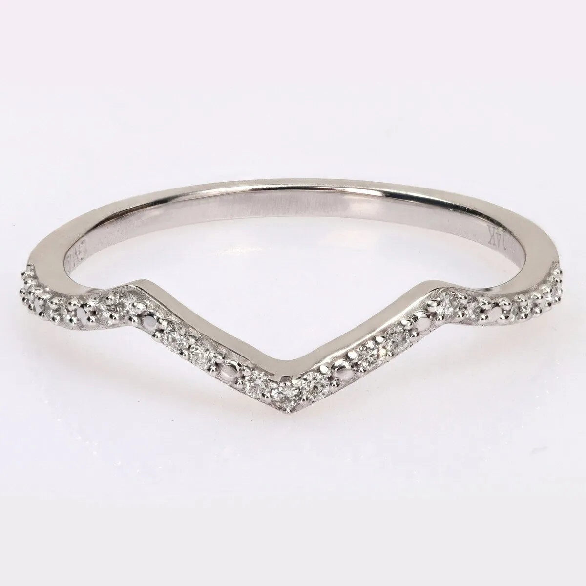 Miadora 1/10ct TDW Diamond Contour Stackable Wedding Band Ring in 14k White Gold sold by Zulily