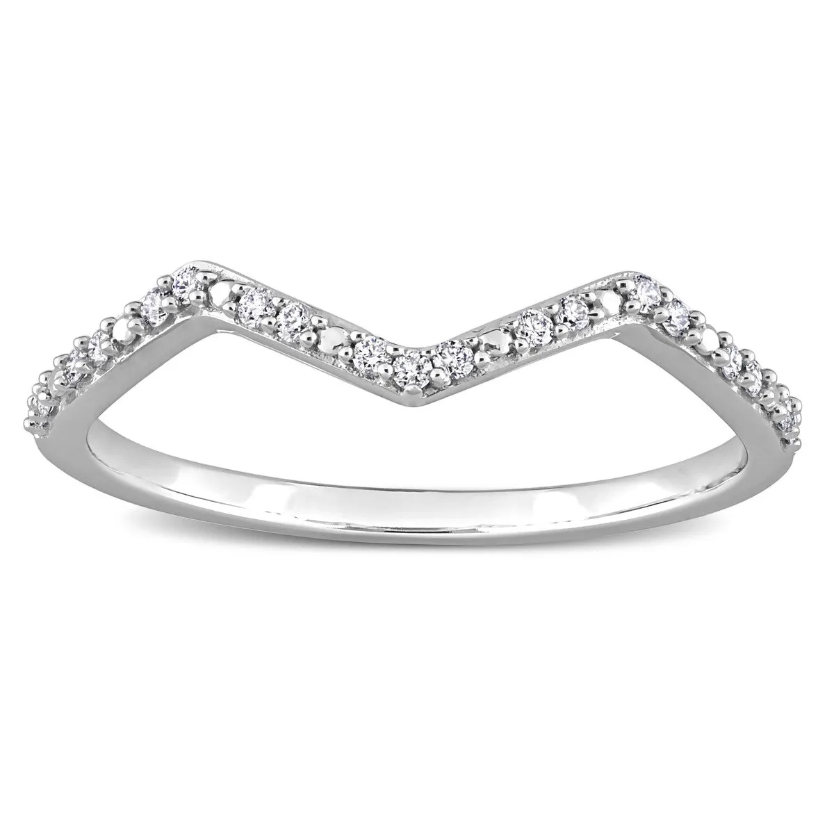 Miadora 1/10ct TDW Diamond Contour Stackable Wedding Band Ring in 14k White Gold sold by Zulily product image thumbnail 3