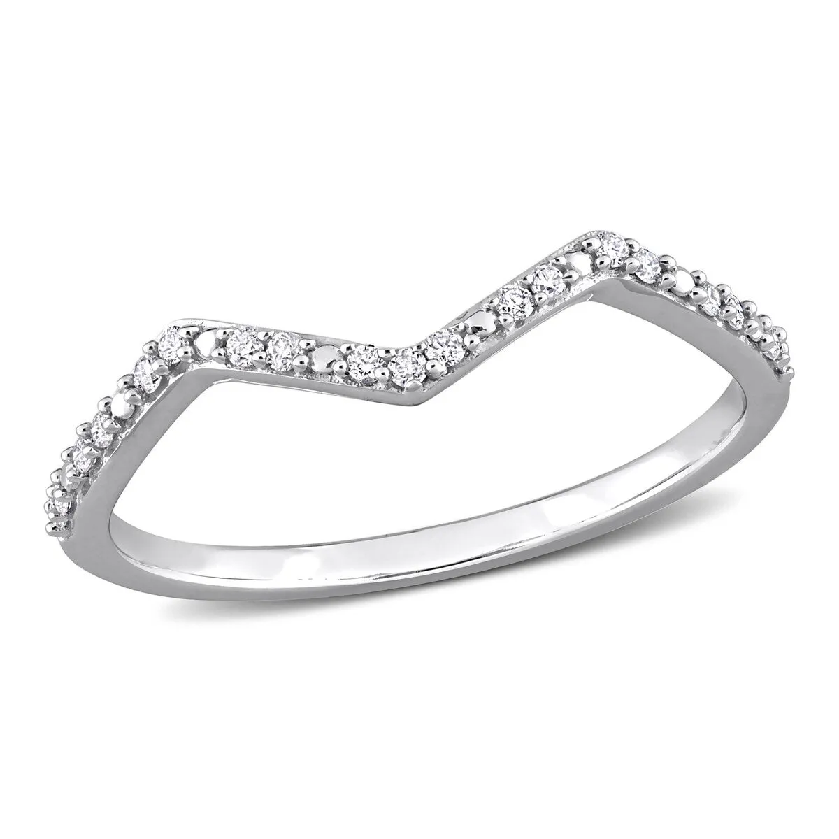 Miadora 1/10ct TDW Diamond Contour Stackable Wedding Band Ring in 14k White Gold sold by Zulily product image thumbnail 2