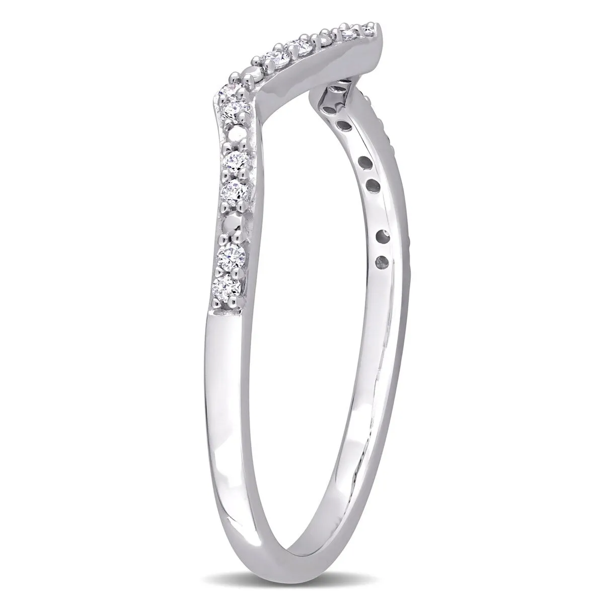 Miadora 1/10ct TDW Diamond Contour Stackable Wedding Band Ring in 14k White Gold sold by Zulily product image thumbnail 4