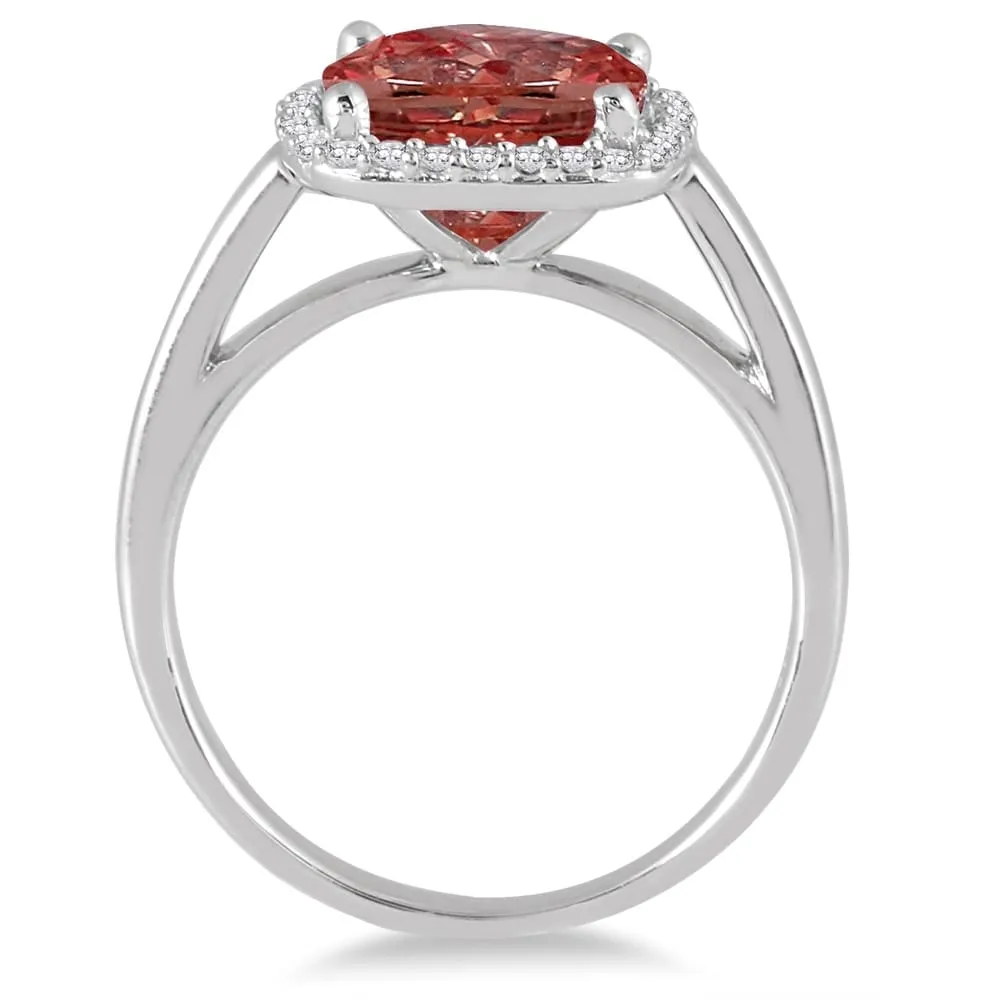 3 1/2 Carat Cushion Cut Garnet and Diamond Halo Ring in 10K White Gold sold by Zulily product image thumbnail 2