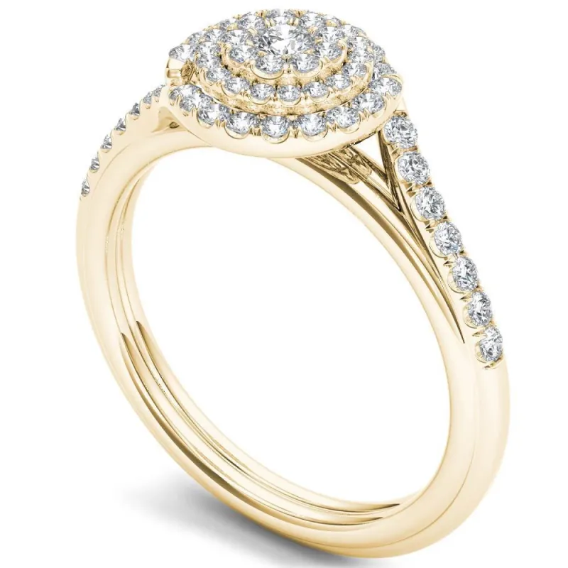 De Couer 10k Gold 1/2ct TDW Diamond Bypass Double Halo Engagement Ring sold by Zulily