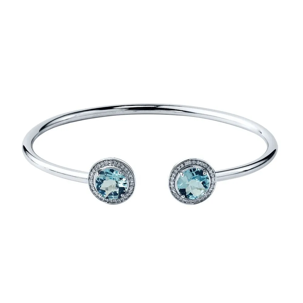 Auriya 4ct Sky-Blue Topaz Gold over Silver Bangle Bracelet with Diamond Accents sold by Zulily