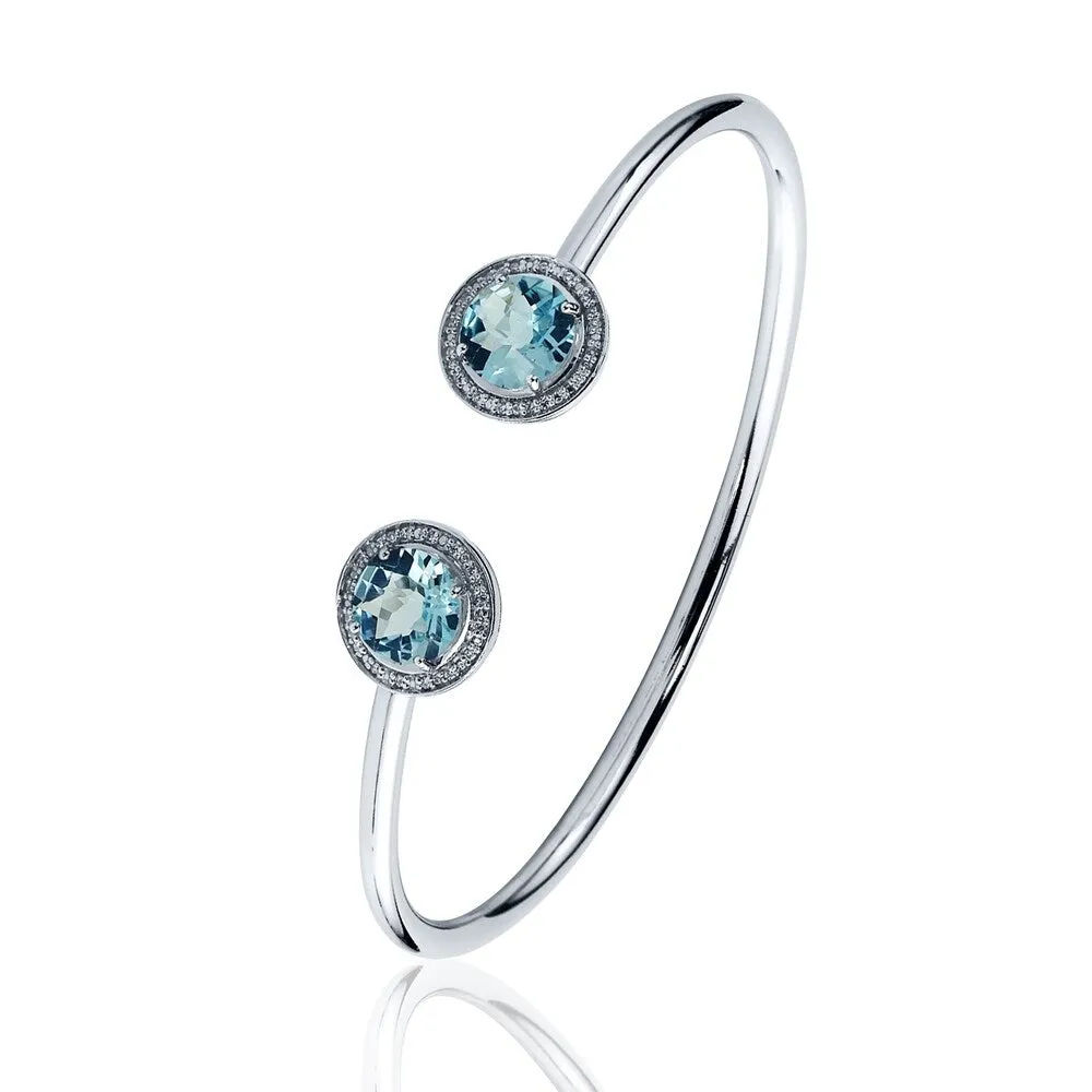 Auriya 4ct Sky-Blue Topaz Gold over Silver Bangle Bracelet with Diamond Accents sold by Zulily product image thumbnail 4
