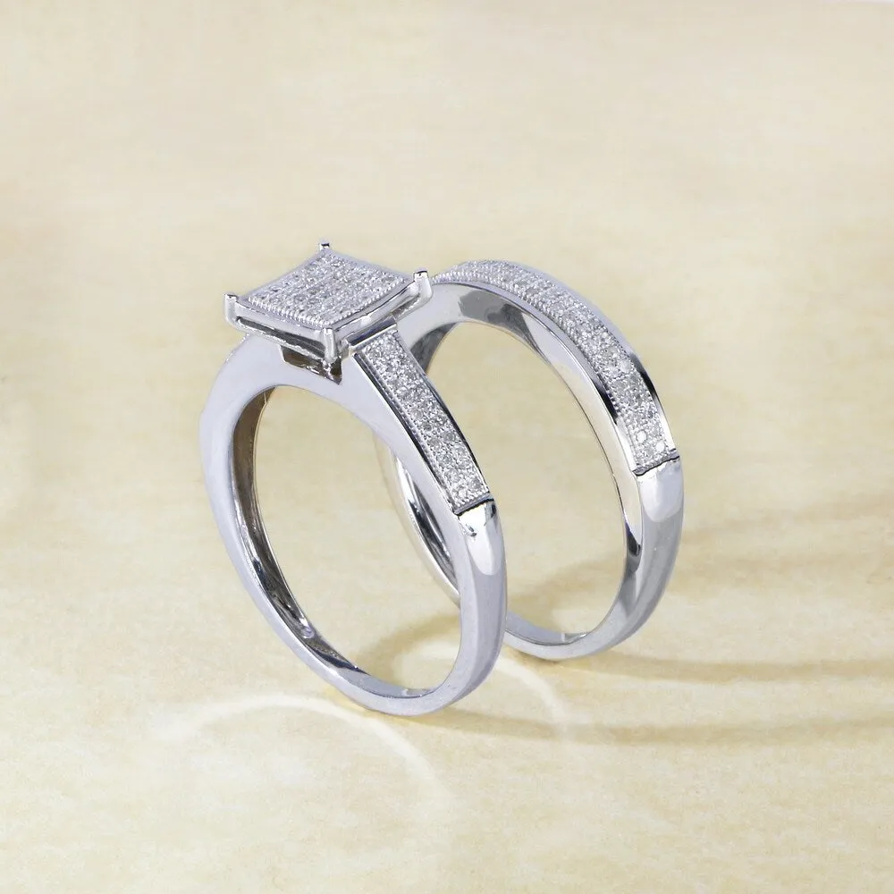 De Couer Sterling Silver 1/3ct TDW Diamond Wedding Ring Set sold by Zulily product image thumbnail 2