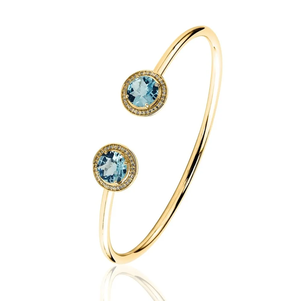 Auriya 4ct Sky-Blue Topaz Gold over Silver Bangle Bracelet with Diamond Accents sold by Zulily product image thumbnail 5