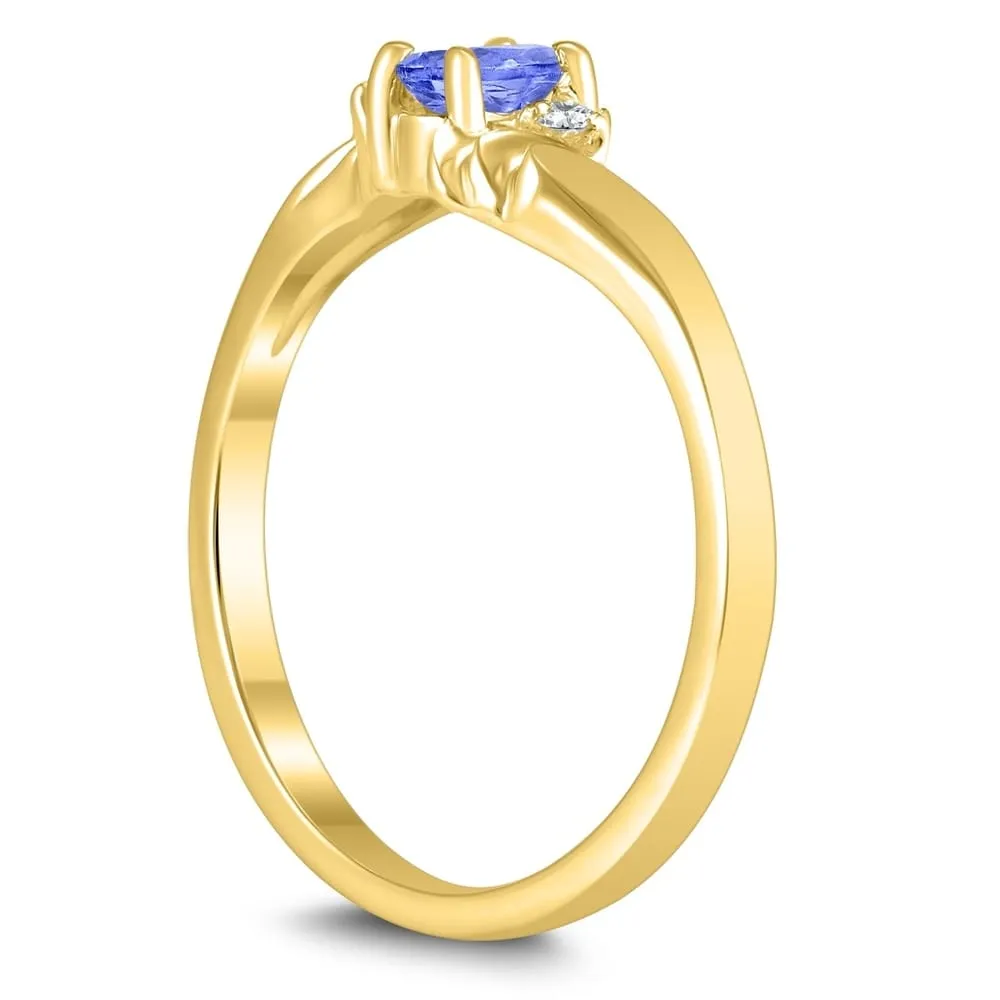 5X3MM Tanzanite and Diamond Wave Ring in 10K Yellow Gold sold by Zulily product image thumbnail 2