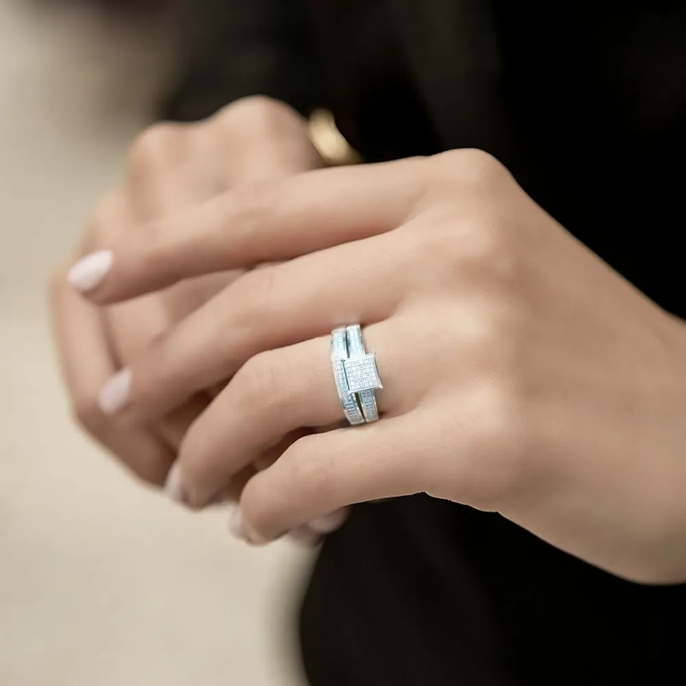 De Couer Sterling Silver 1/3ct TDW Diamond Wedding Ring Set sold by Zulily product image thumbnail 3