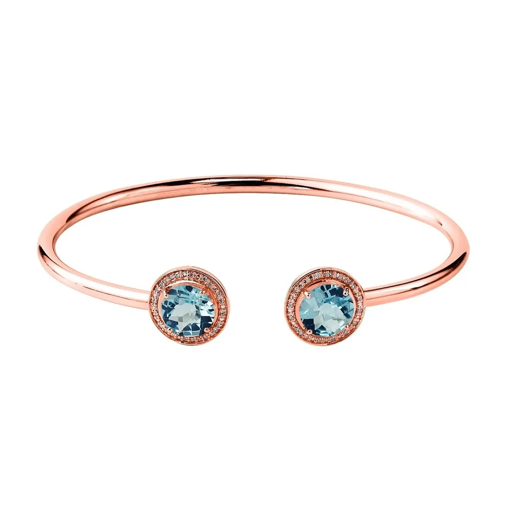Auriya 4ct Sky-Blue Topaz Gold over Silver Bangle Bracelet with Diamond Accents sold by Zulily product image thumbnail 3