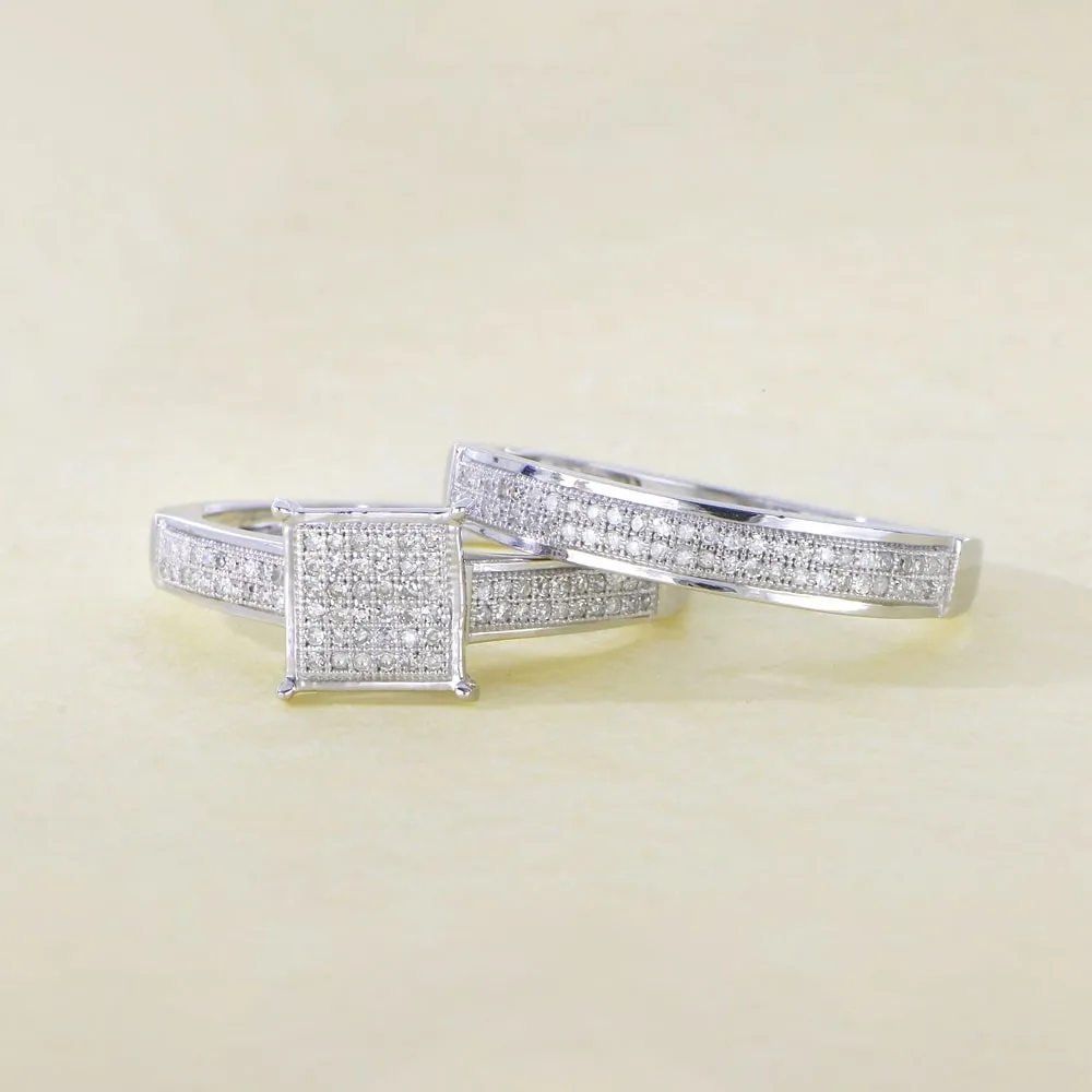 De Couer Sterling Silver 1/3ct TDW Diamond Wedding Ring Set sold by Zulily