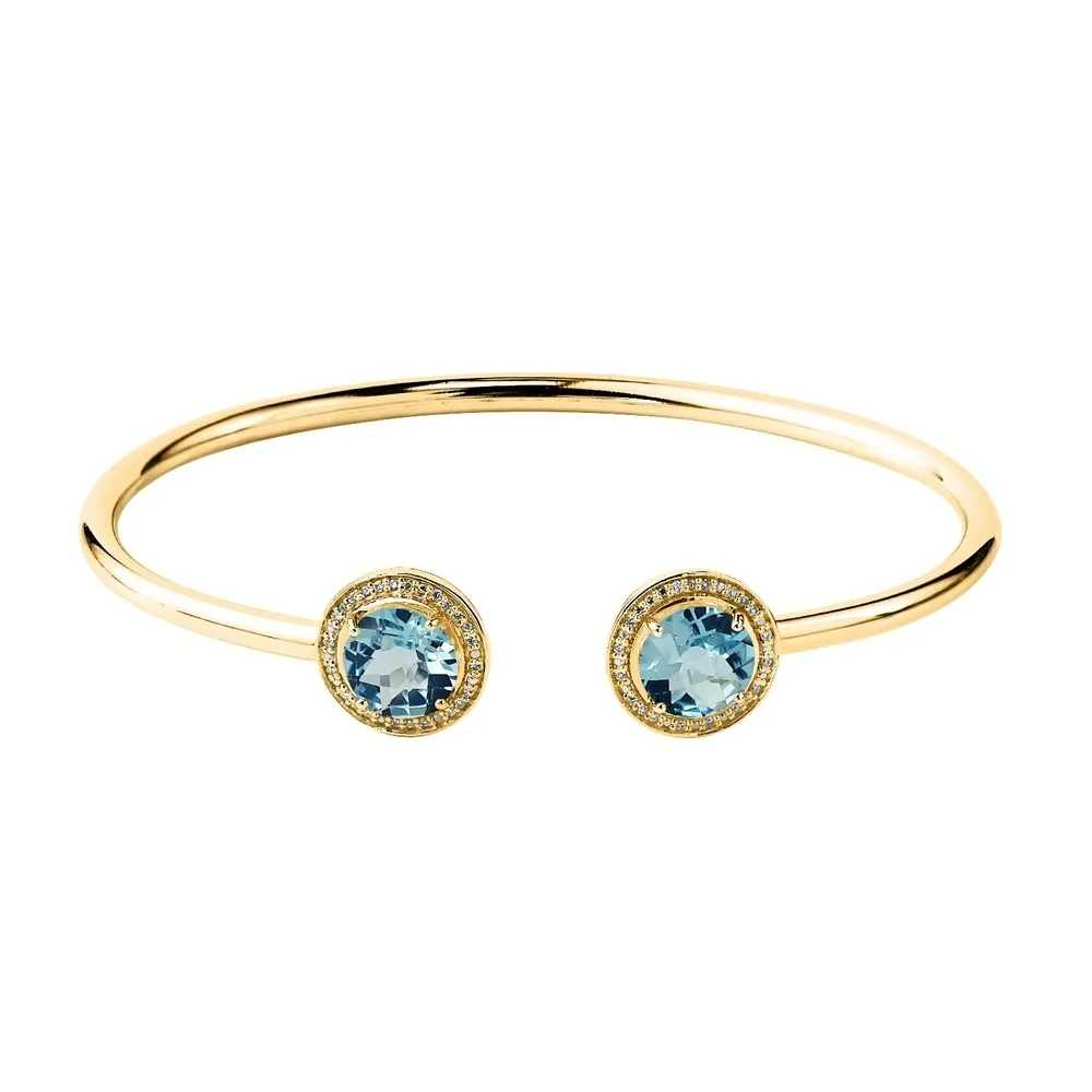 Auriya 4ct Sky-Blue Topaz Gold over Silver Bangle Bracelet with Diamond Accents sold by Zulily product image thumbnail 2
