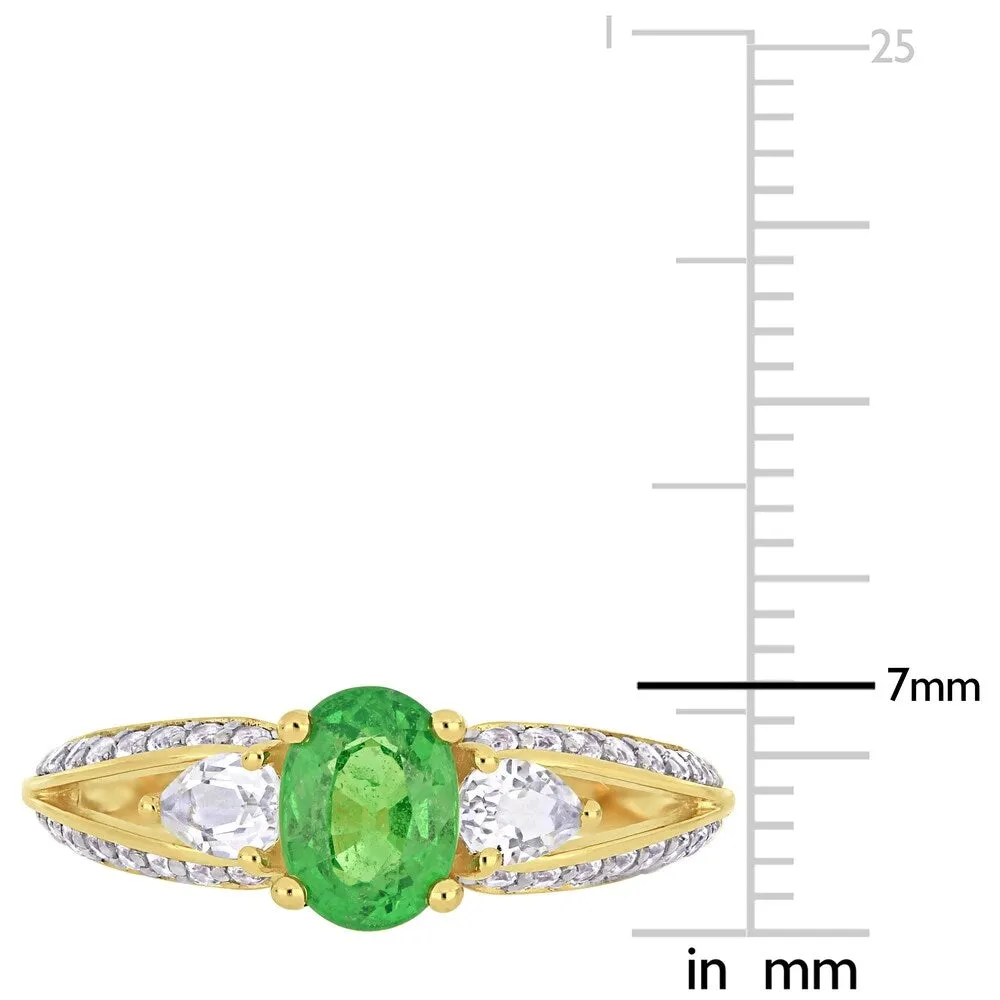 Miadora 10k Yellow Gold Tsavorite and White Topaz Split Shank Engagement Ring sold by Zulily product image thumbnail 4
