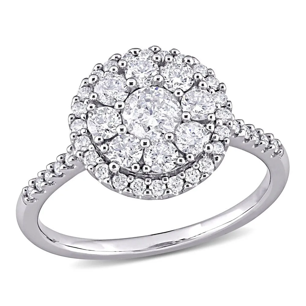Miadora 10k White Gold 1ct TDW Diamond Composite Round Halo Engagement Ring sold by Zulily product image thumbnail 2