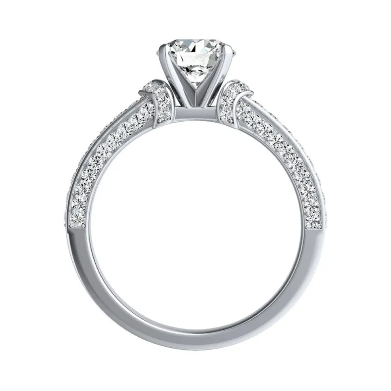 Auriya 14k Gold Round 3ct Moissanite and 3/8ct TDW Diamond Engagement Ring sold by Zulily