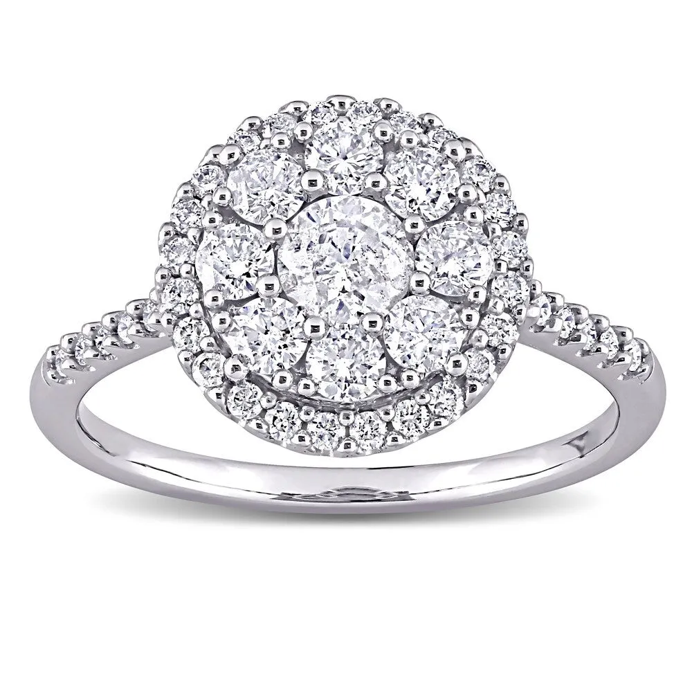 Miadora 10k White Gold 1ct TDW Diamond Composite Round Halo Engagement Ring sold by Zulily product image thumbnail 3