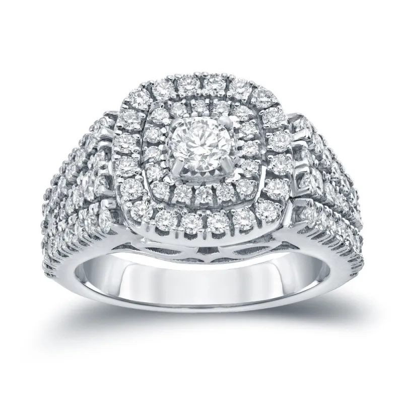 Auriya 1 1/4ct TDW Round Diamond Halo Engagement Ring 14k Gold sold by Zulily