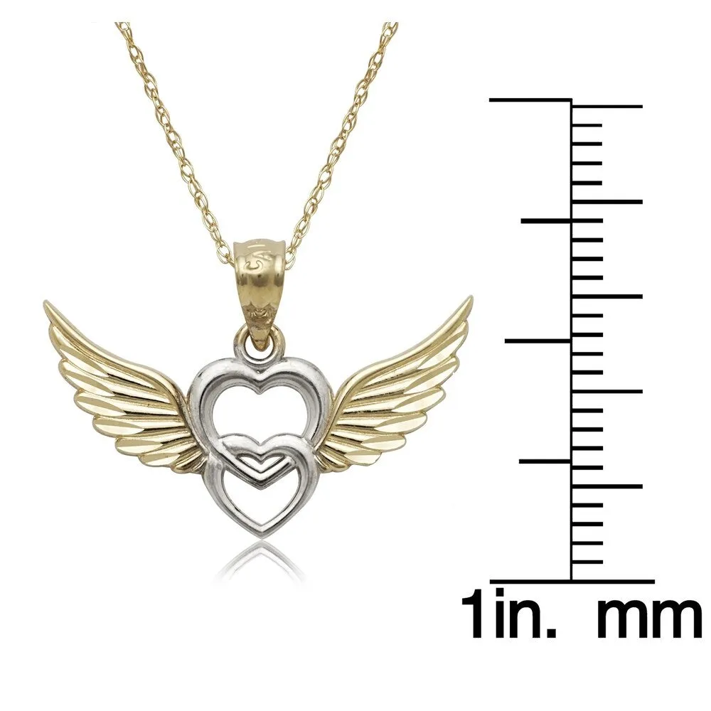 14k Two-tone Heart with Wings Pendant 16-inch Gold-filled Chain Necklace - Yellow sold by Zulily product image thumbnail 2
