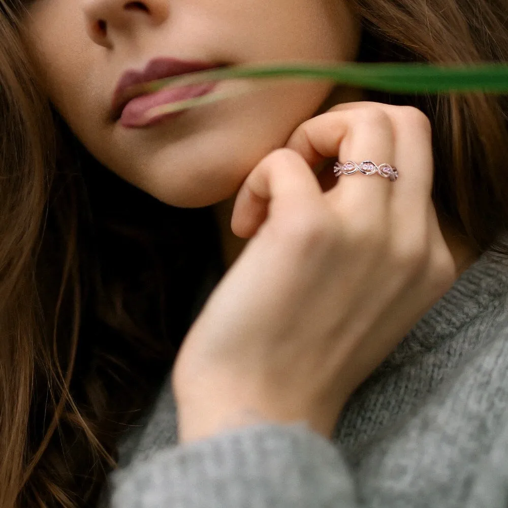 Miadora Signature Collection 14k Rose Gold Pink Sapphire Semi-Eternity Infinity Anniversary Band sold by Zulily product image thumbnail 4