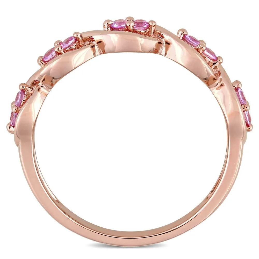 Miadora Signature Collection 14k Rose Gold Pink Sapphire Semi-Eternity Infinity Anniversary Band sold by Zulily product image thumbnail 3