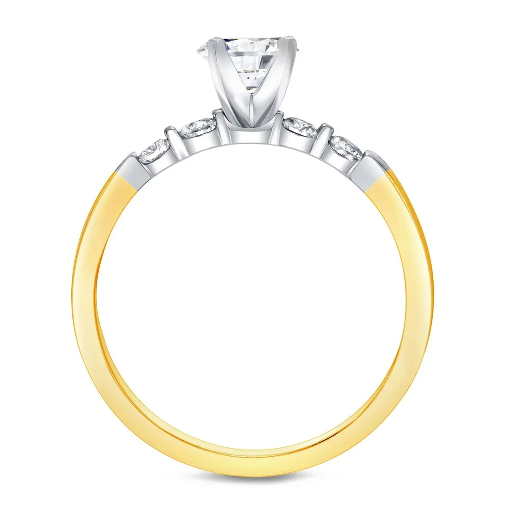 Auriya 14k Gold 1ctw Classic 5-Stone Diamond Engagement Ring Set 14k Two-Tone Gold sold by Zulily product image thumbnail 3