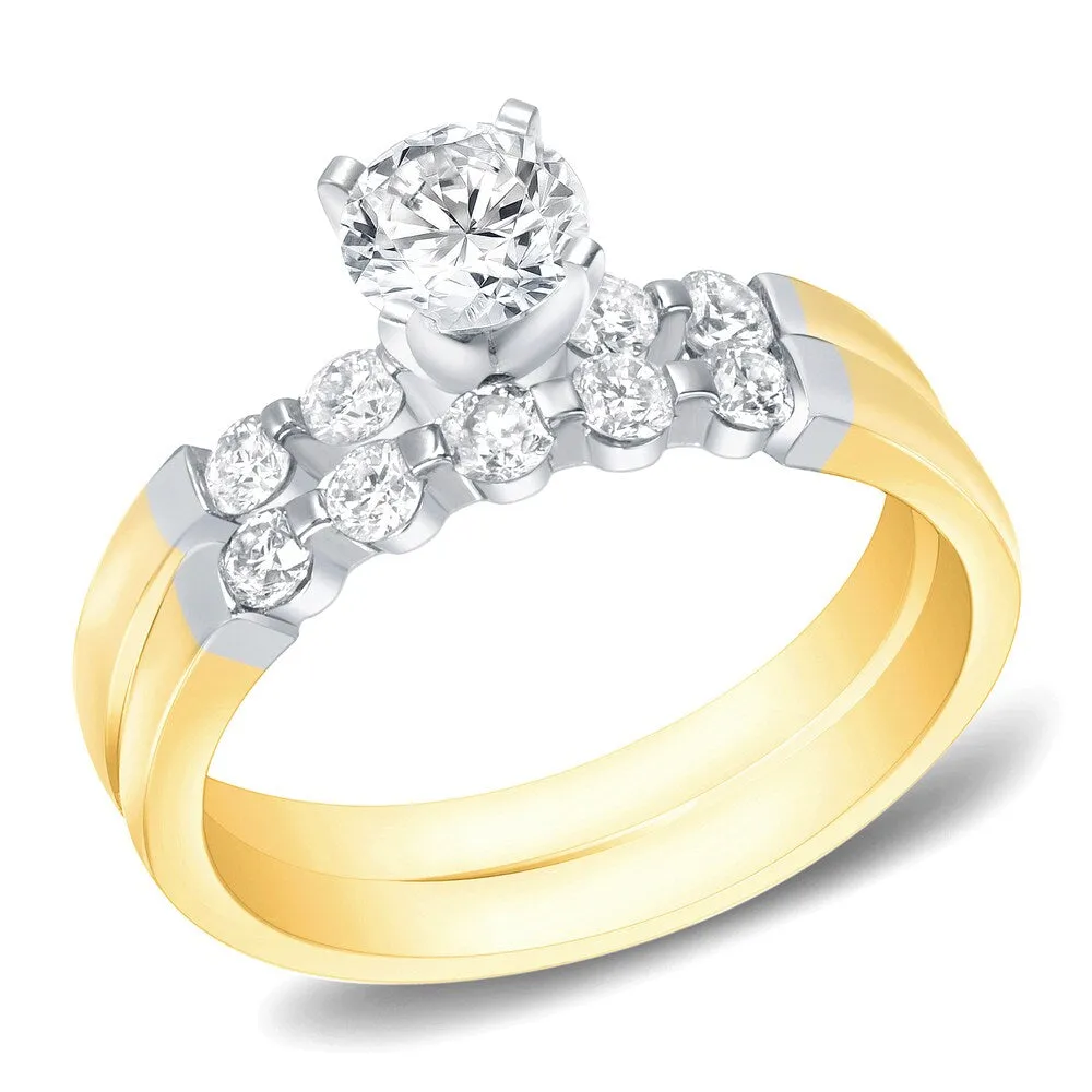 Auriya 14k Gold 1ctw Classic 5-Stone Diamond Engagement Ring Set 14k Two-Tone Gold sold by Zulily