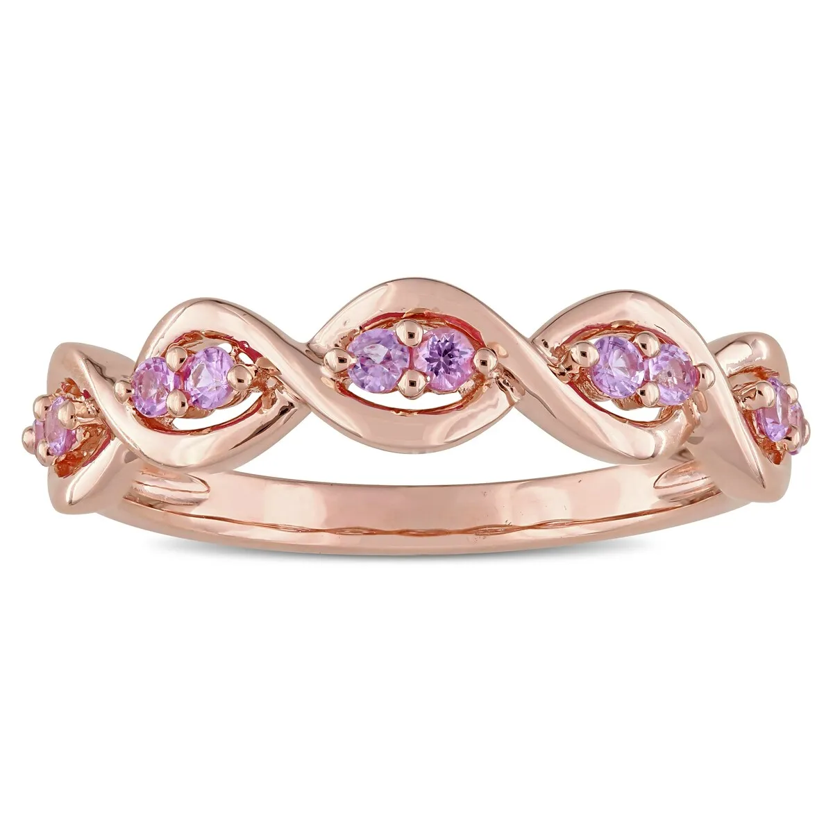 Miadora Signature Collection 14k Rose Gold Pink Sapphire Semi-Eternity Infinity Anniversary Band sold by Zulily
