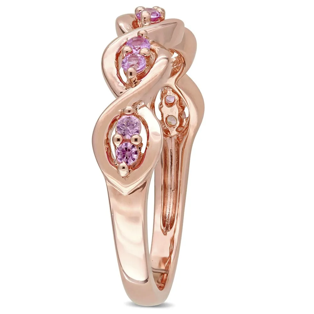 Miadora Signature Collection 14k Rose Gold Pink Sapphire Semi-Eternity Infinity Anniversary Band sold by Zulily product image thumbnail 2