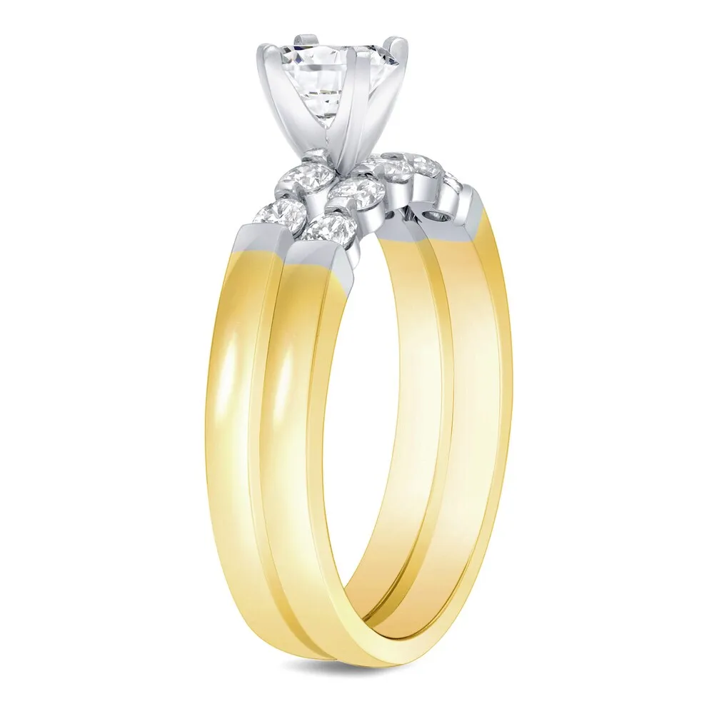 Auriya 14k Gold 1ctw Classic 5-Stone Diamond Engagement Ring Set 14k Two-Tone Gold sold by Zulily product image thumbnail 2