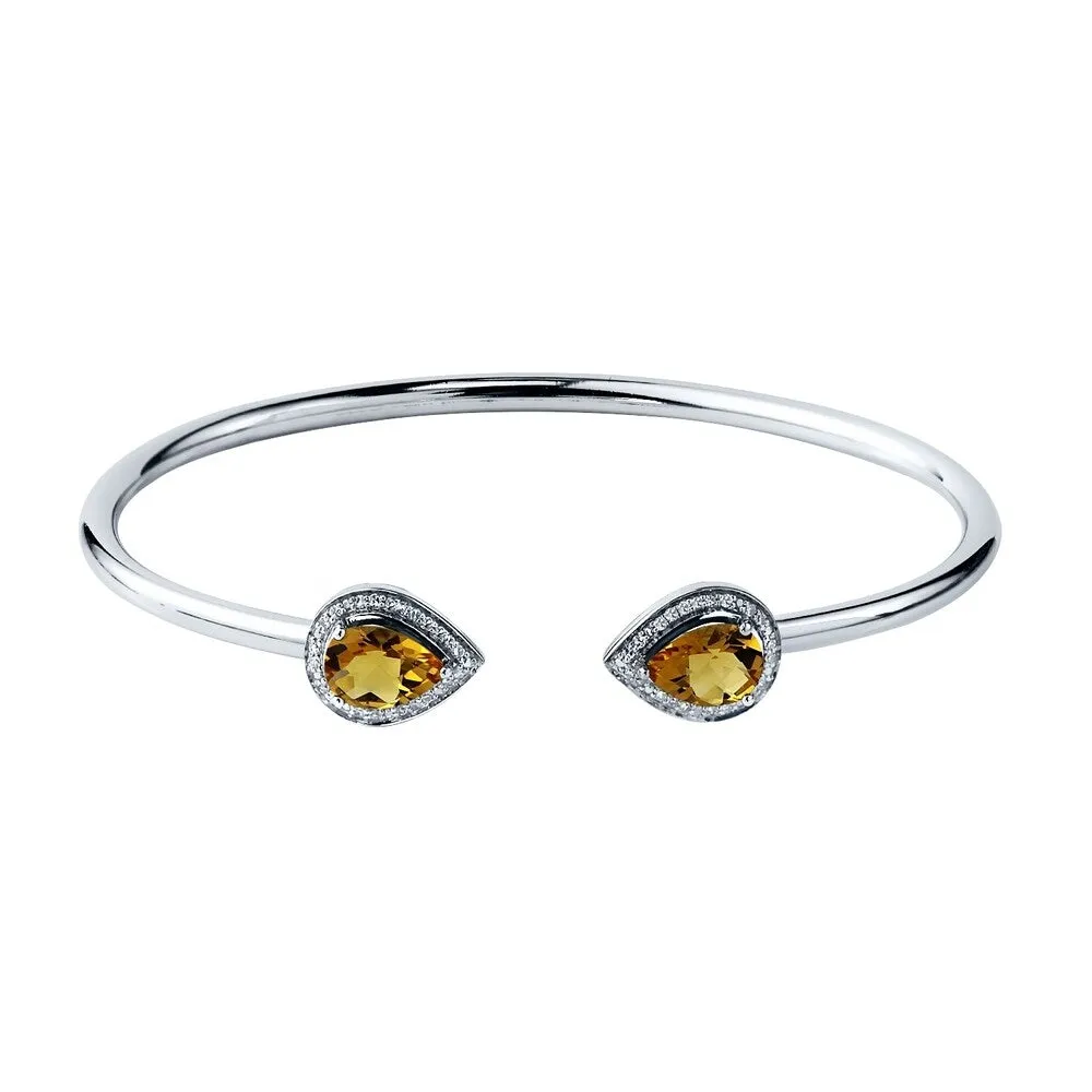 Auriya 1 3/4ct Pear-cut Yellow Citrine Gold over Silver Bangle Bracelet with Diamond Accents sold by Zulily