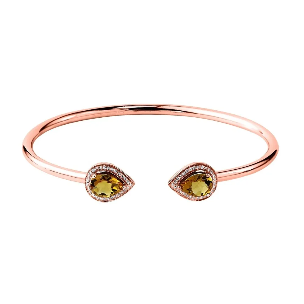 Auriya 1 3/4ct Pear-cut Yellow Citrine Gold over Silver Bangle Bracelet with Diamond Accents sold by Zulily product image thumbnail 3