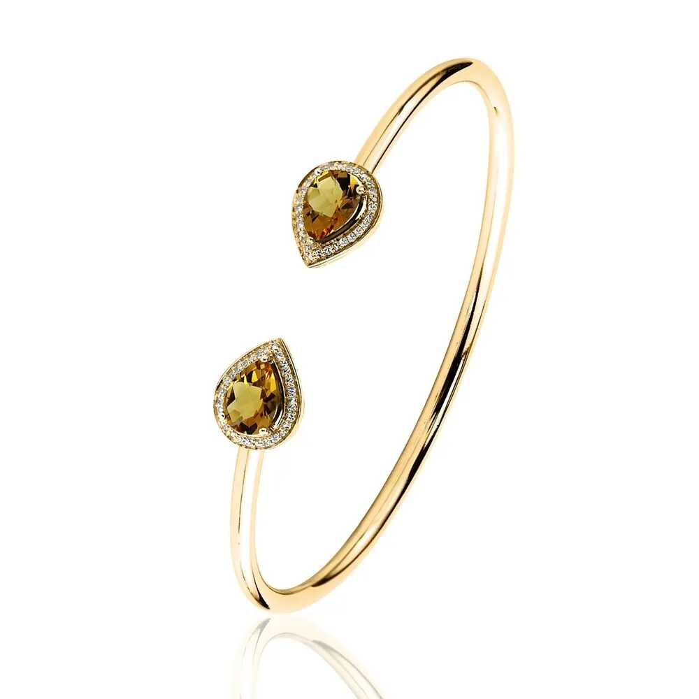 Auriya 1 3/4ct Pear-cut Yellow Citrine Gold over Silver Bangle Bracelet with Diamond Accents sold by Zulily product image thumbnail 5