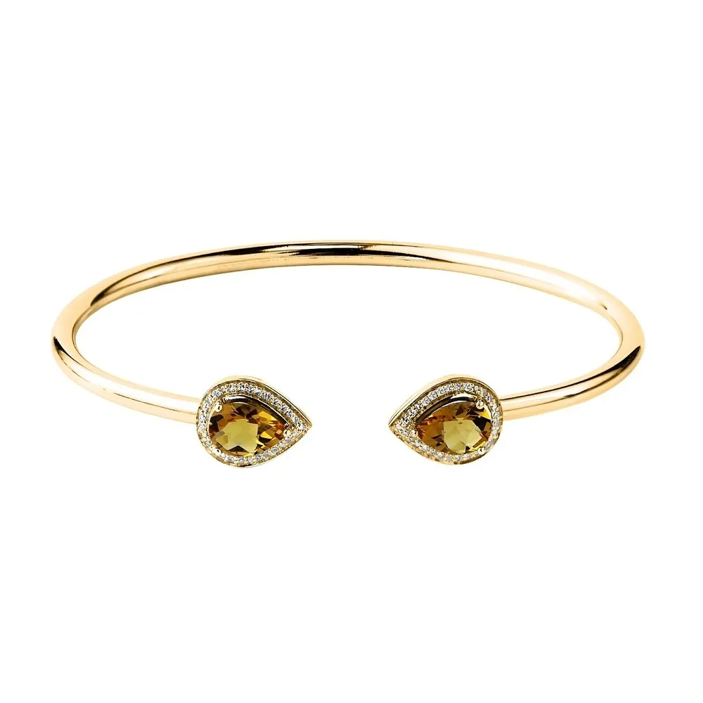 Auriya 1 3/4ct Pear-cut Yellow Citrine Gold over Silver Bangle Bracelet with Diamond Accents sold by Zulily product image thumbnail 2