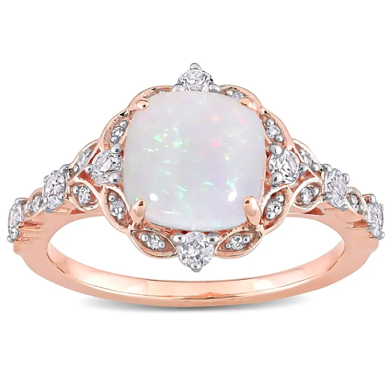 Miadora 10K Rose Gold White Sapphire and Diamond Halo Engagement Ring sold by Zulily
