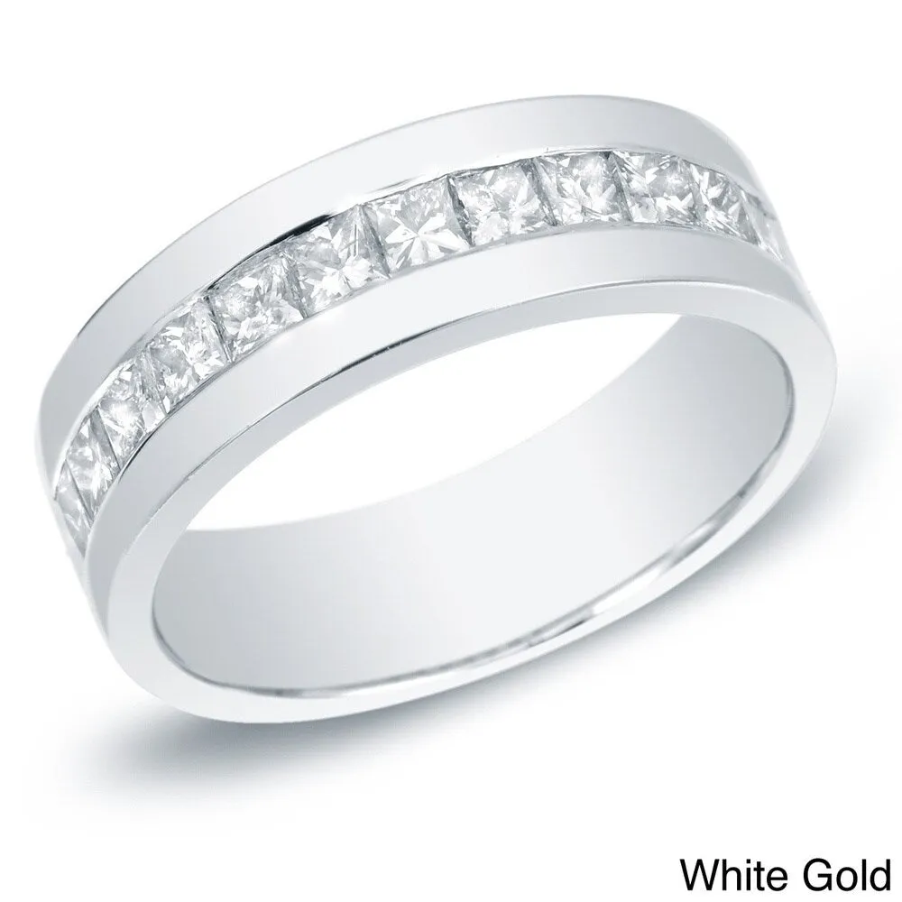Auriya Men's 14k Gold 1 1/2ct TDW Channel-Set Princess-Cut Diamond Wedding Band sold by Zulily product image thumbnail 2