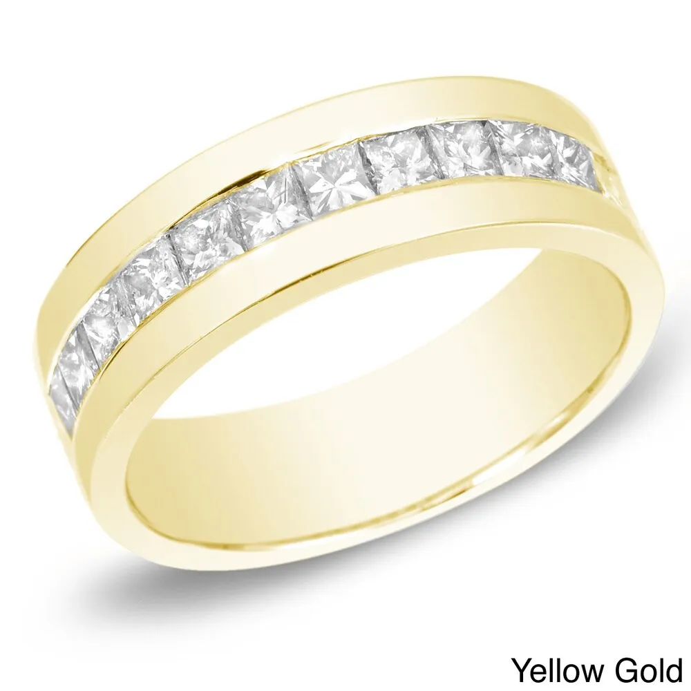 Auriya Men's 14k Gold 1 1/2ct TDW Channel-Set Princess-Cut Diamond Wedding Band sold by Zulily product image thumbnail 3