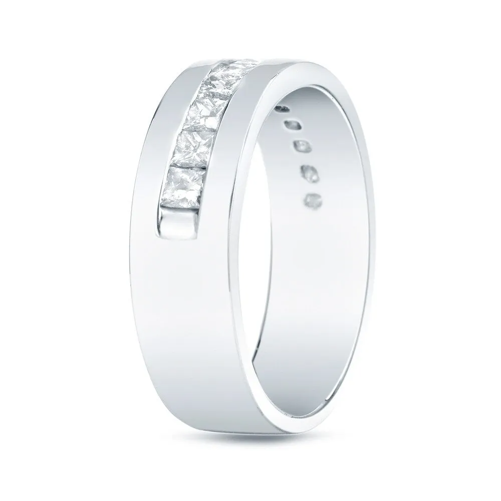 Auriya Men's 14k Gold 1 1/2ct TDW Channel-Set Princess-Cut Diamond Wedding Band sold by Zulily product image thumbnail 4