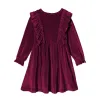 Burgundy Ruffle-Accent Velvet A-Line Dress sold by Zulily