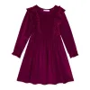Burgundy Ruffle-Accent Velvet A-Line Dress sold by Zulily