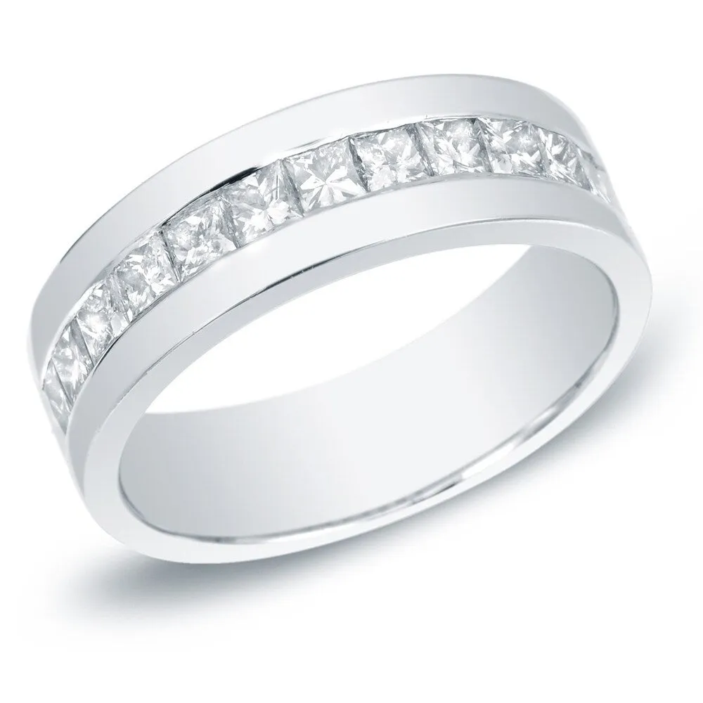 Auriya Men's 14k Gold 1 1/2ct TDW Channel-Set Princess-Cut Diamond Wedding Band sold by Zulily