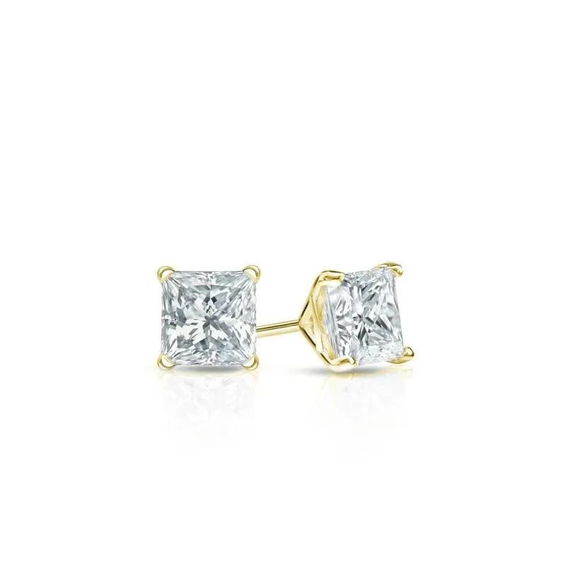 Auriya 14-karat Gold Lab Grown 0.25 carat TDW Princess Diamond Stud Earrings 4-Prong Martini Push-back sold by Zulily product image thumbnail 3